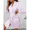 Short Satin Bridesmaid Wedding Robe Gown - Soft Lavender