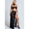 Black See Through Lace Skirt Lingerie Set