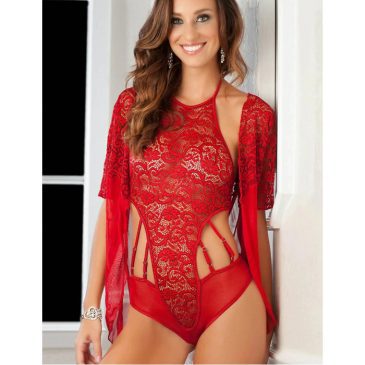 Red Hot Lace Two-piece Sexy Teddy Lingerie