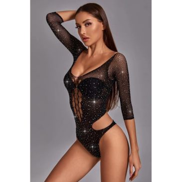 Stretch Teddy Lingerie with Rhinestones