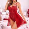 Red Mesh Lace Underwire Teddy Babydoll