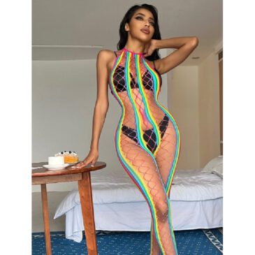 Zone Sexy Rainbow Fishnet Bodystocking