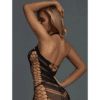 Black Stretch Fishnet and Rhinestone Mine Chemise Dress