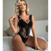 Elegant Stretch Mesh & Rhinestone Teddy Lingerie