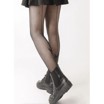 Back Seam Fishnet Full Stockings with Bow Detail