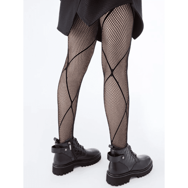 Fishnet Striped Jacquard Patterned Stretchy Full Stockings