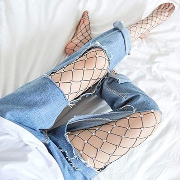 Sexy Fishnet Glitter Rhinestone Full Stockings